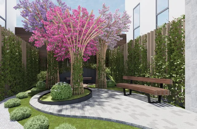 Jardín interno de Plaza 57